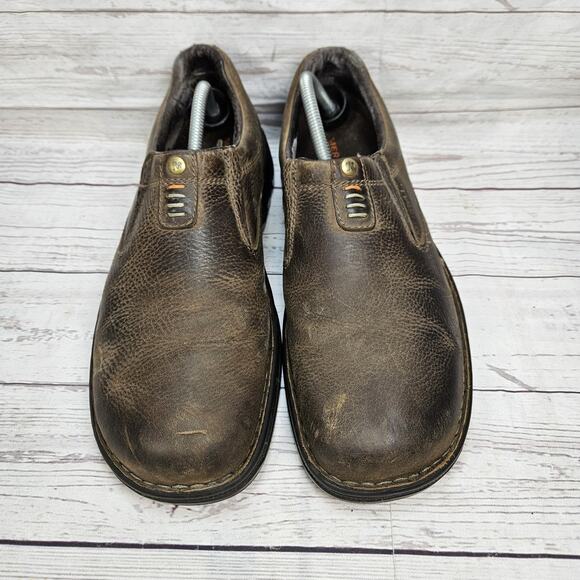 B36 Merrell World Legend Dark Earth Shoe Men Sz 11 Brown Leather Slip On J45197 - Picture 3 of 8